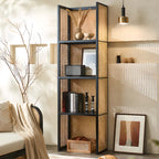 71 3-Tier Modern Wooden Mesh Bookcase with Storage