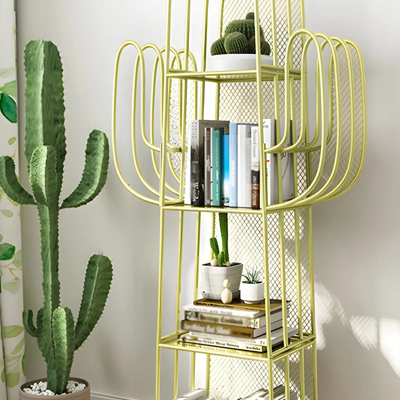 59 Modern Metal Cactus Shape Bookcase for Home Decor