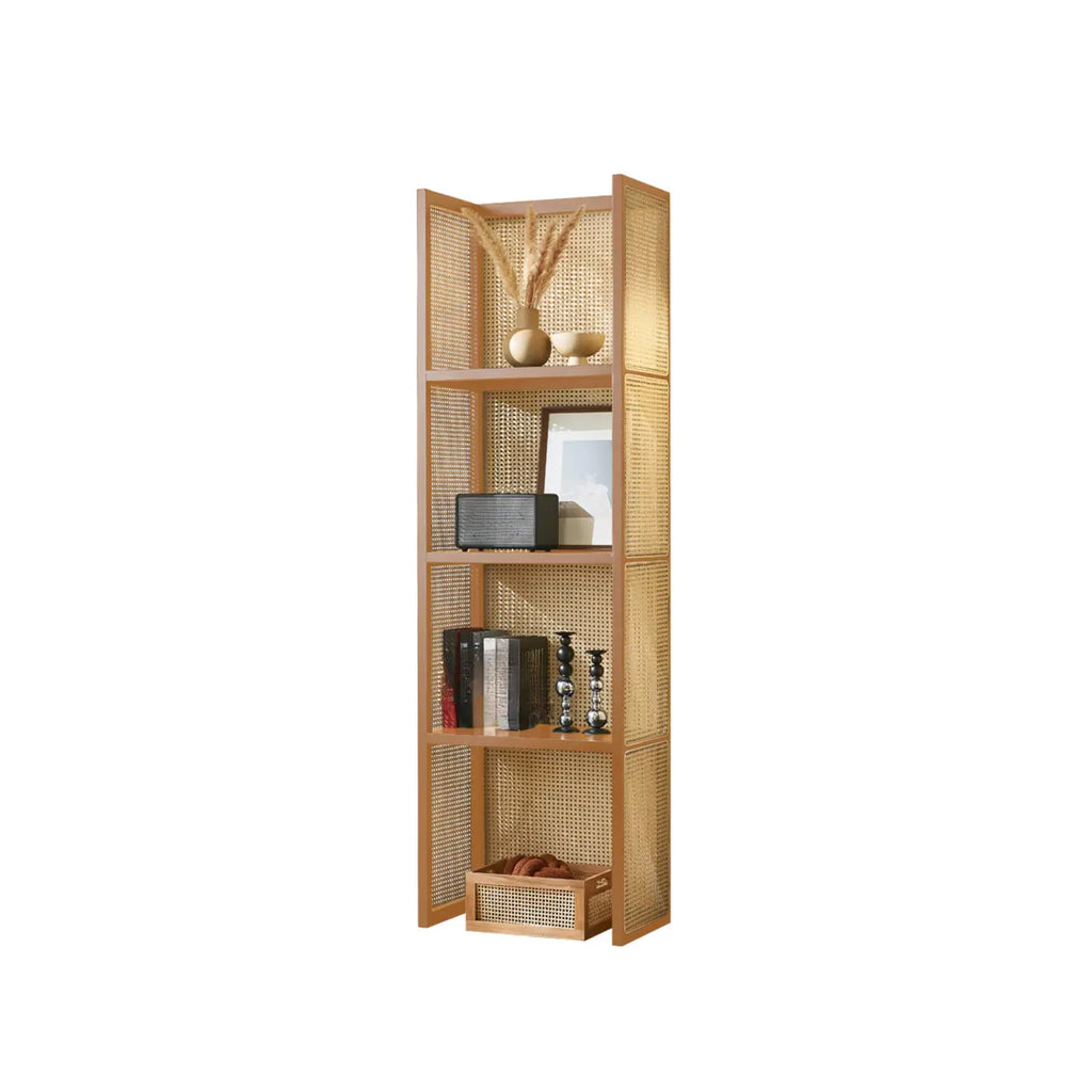 71 3-Tier Modern Wooden Mesh Bookcase with Storage
