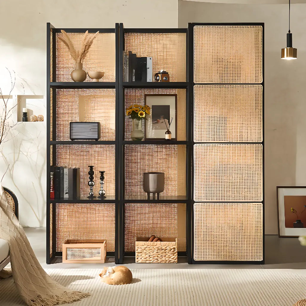 71 3-Tier Modern Wooden Mesh Bookcase with Storage