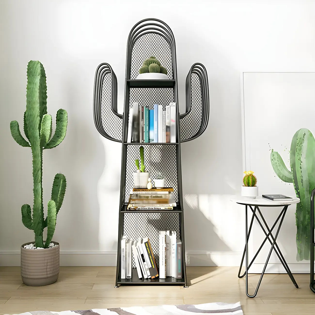 59 Modern Metal Cactus Shape Bookcase for Home Decor