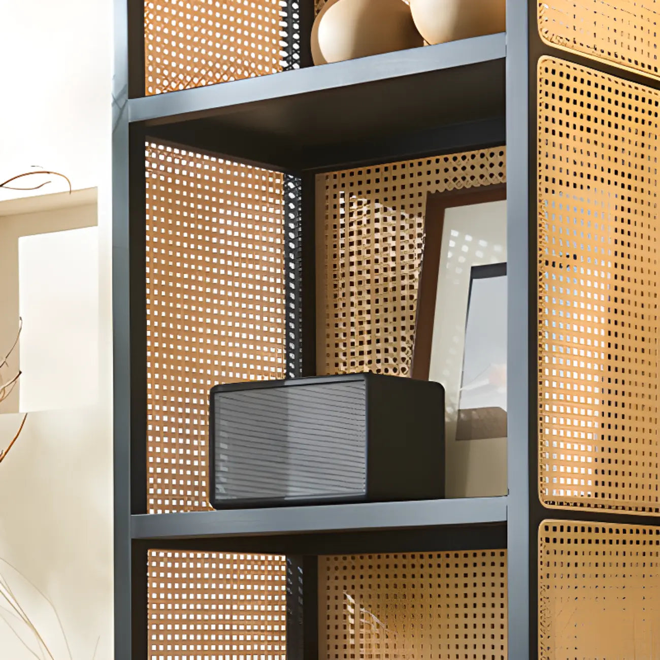 71 3-Tier Modern Wooden Mesh Bookcase with Storage