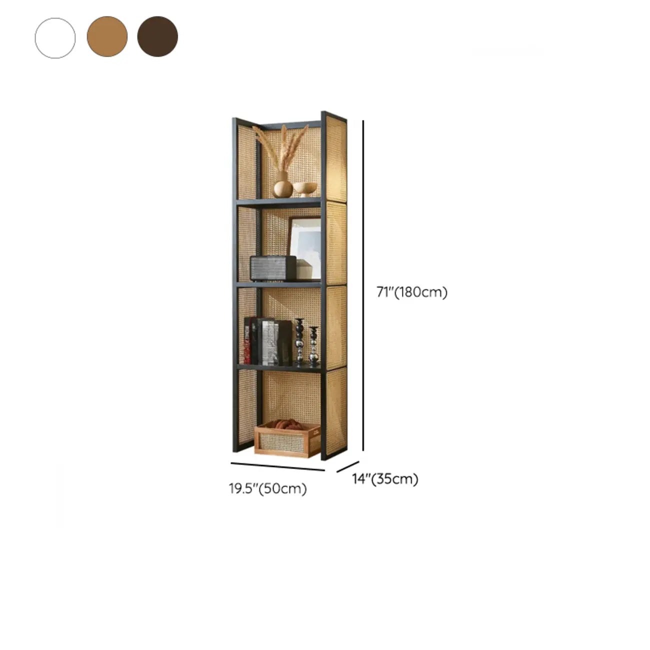 71 3-Tier Modern Wooden Mesh Bookcase with Storage