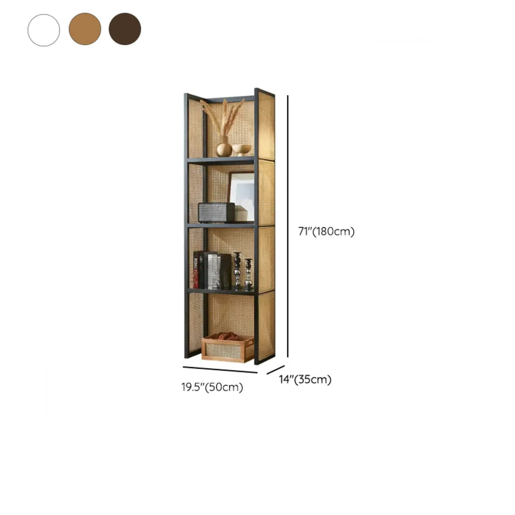 71 3-Tier Modern Wooden Mesh Bookcase with Storage
