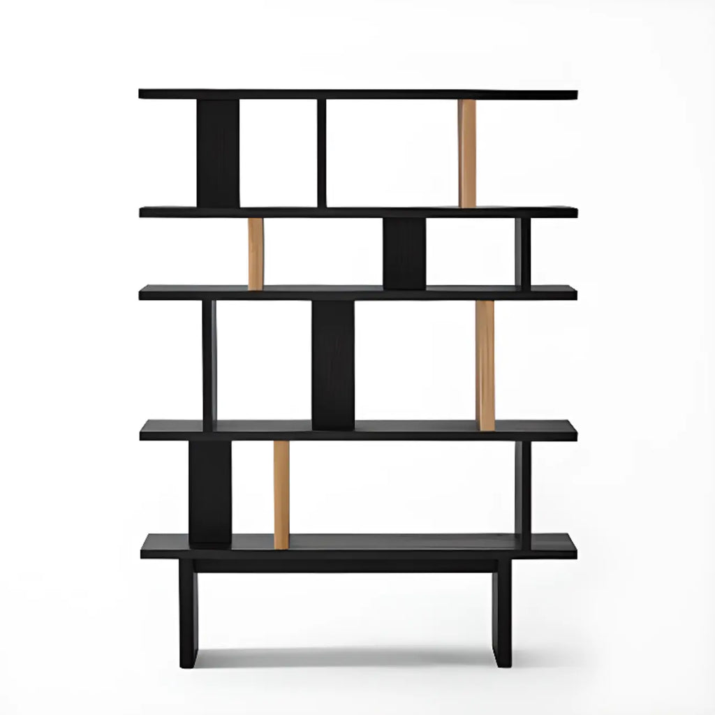Modern Black Wood Etagere Bookshelves