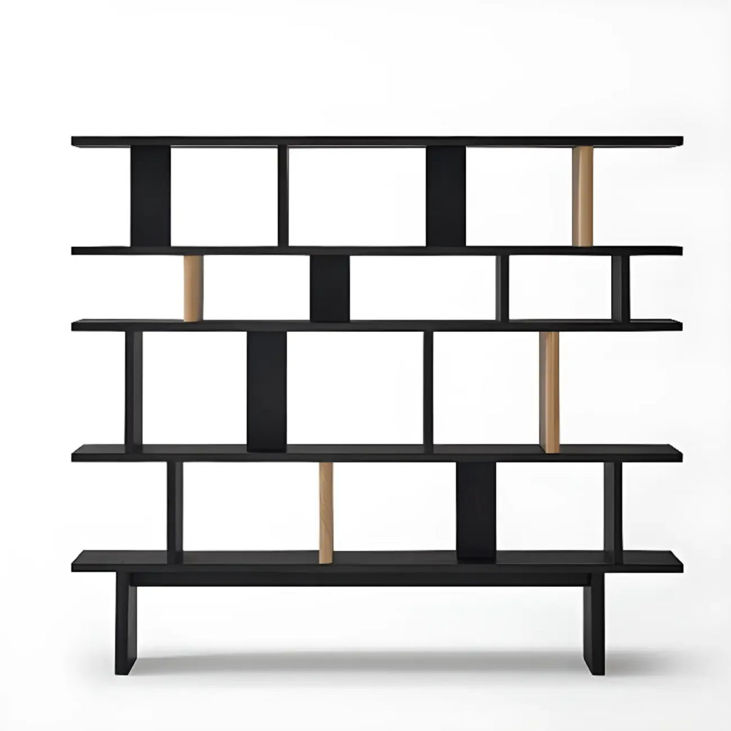 Modern Black Wood Etagere Bookshelves