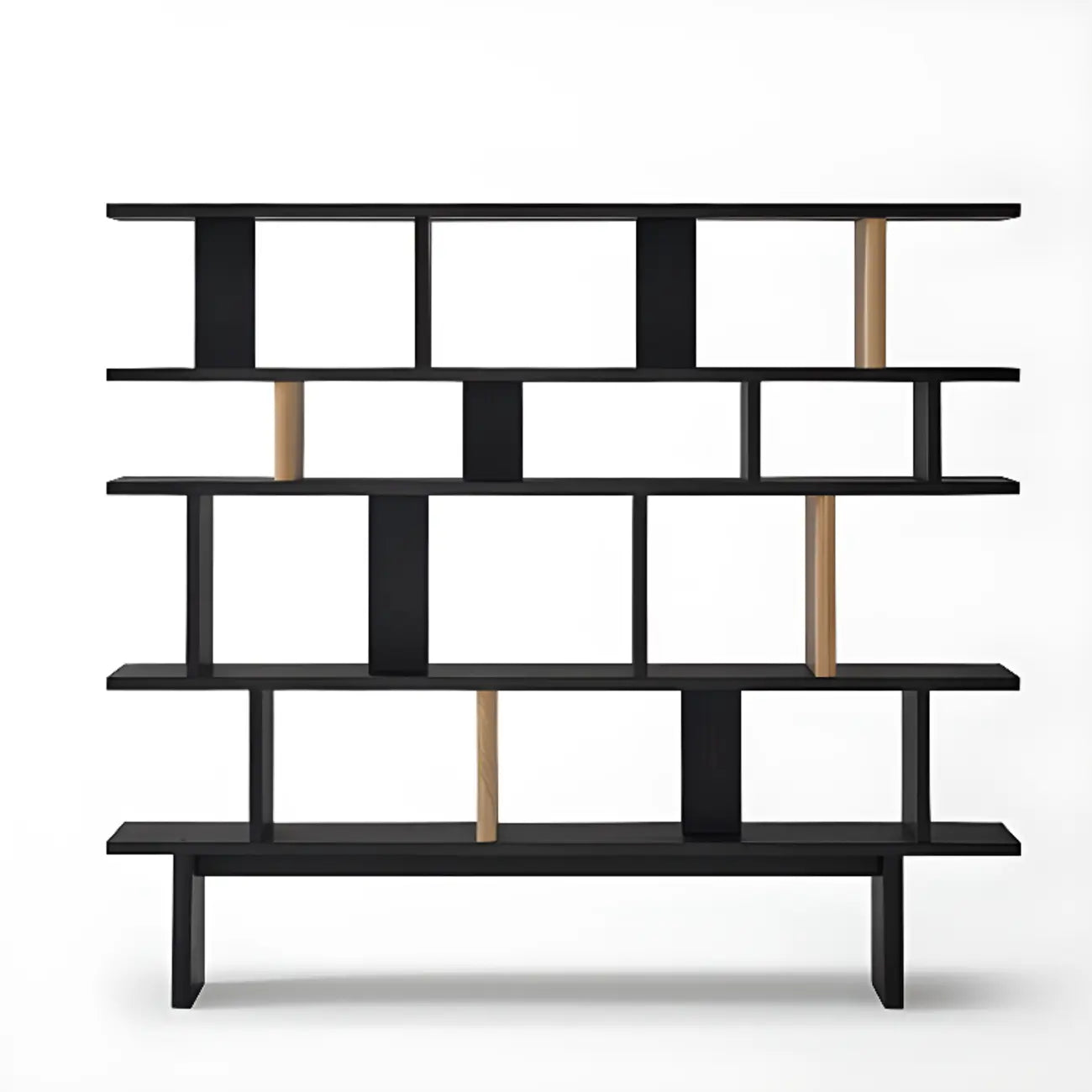 Modern Black Wood Etagere Bookshelves