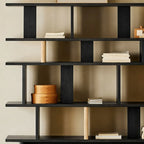Modern Black Wood Etagere Bookshelves