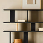 Modern Black Wood Etagere Bookshelves