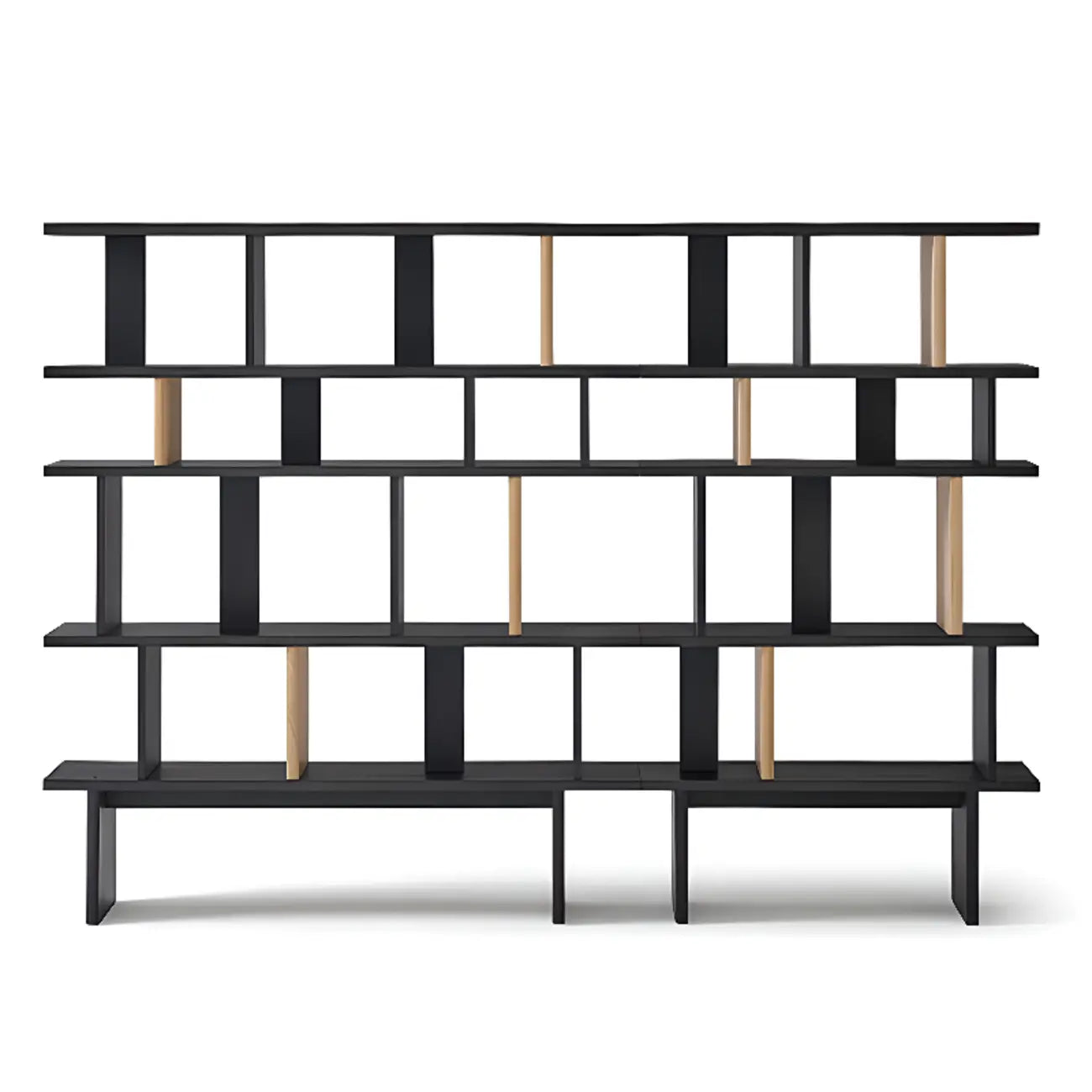 Modern Black Wood Etagere Bookshelves