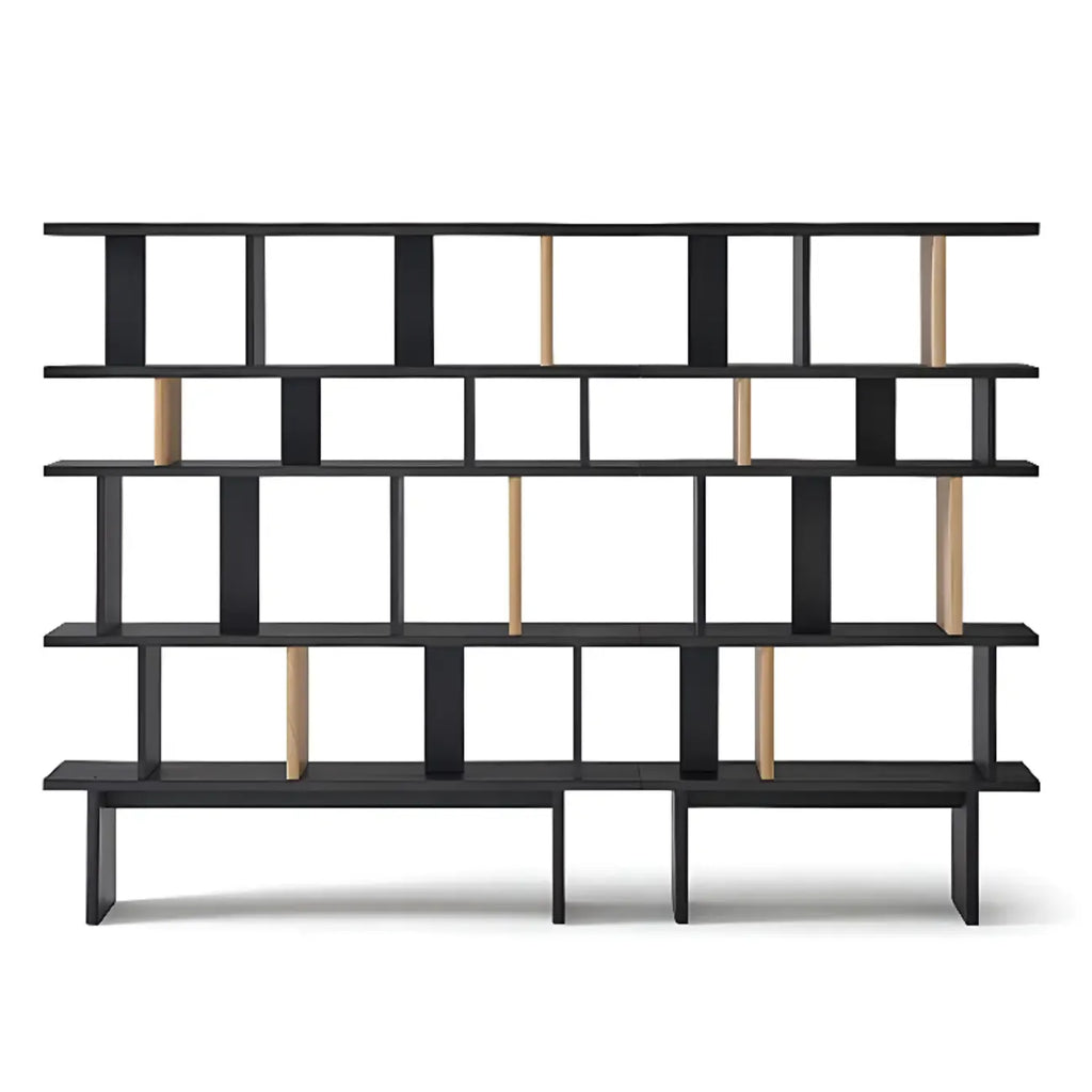 Modern Black Wood Etagere Bookshelves