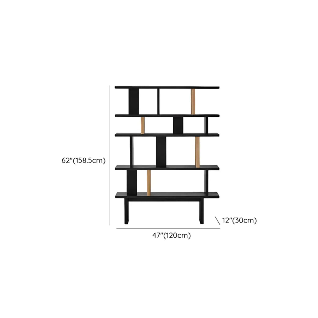 Modern Black Wood Etagere Bookshelves
