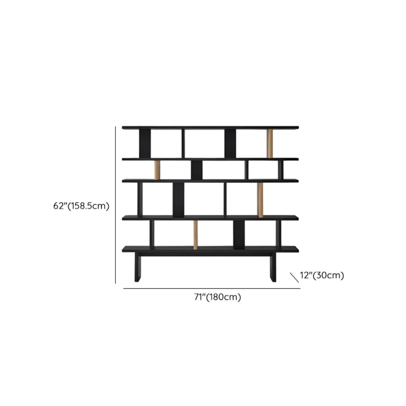 Modern Black Wood Etagere Bookshelves