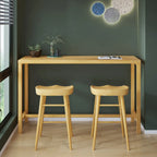 Natural Pine Wood Pub Bar Table with Footrest for 3 People