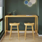 Natural Pine Wood Pub Bar Table with Footrest for 3 People