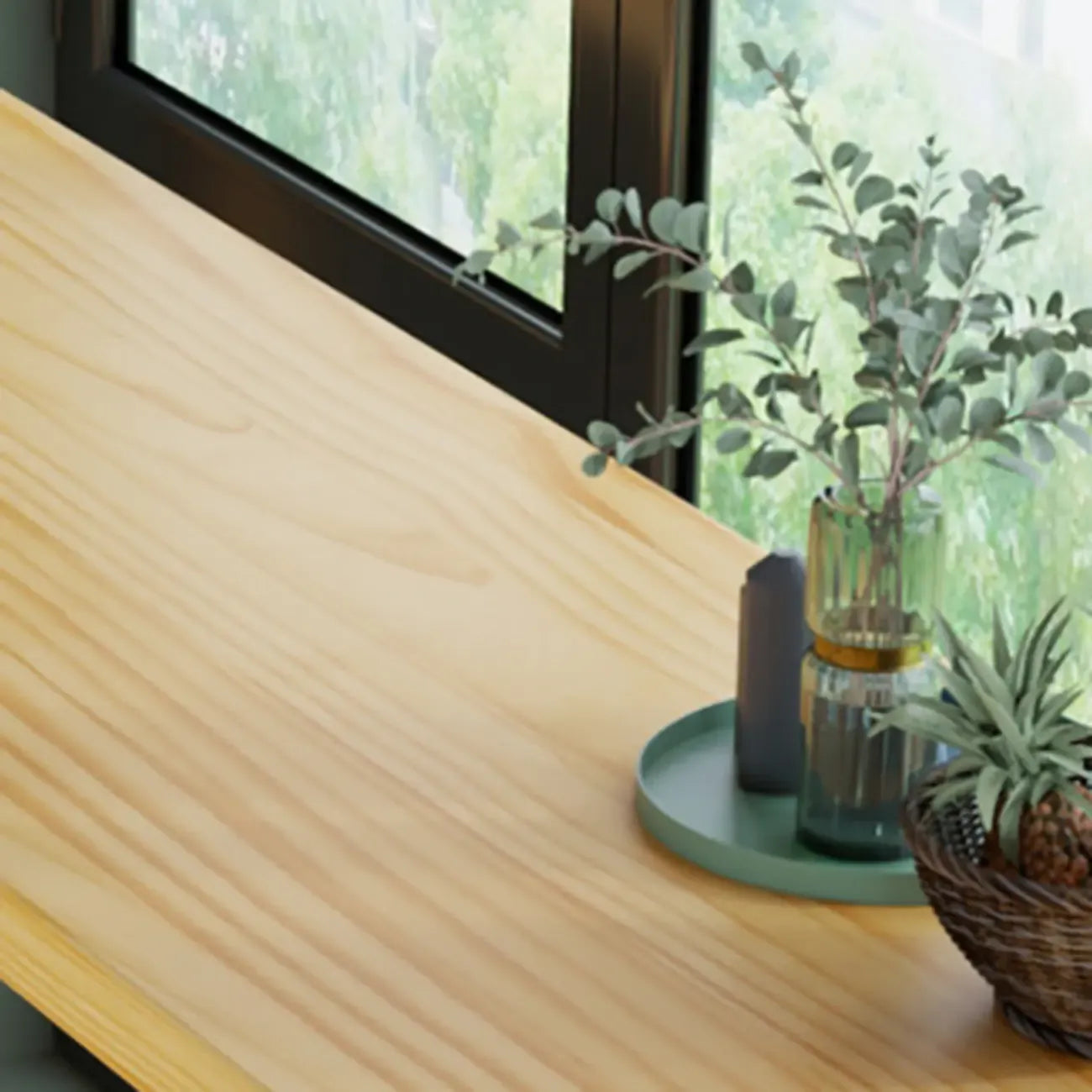 Natural Pine Wood Pub Bar Table with Footrest for 3 People