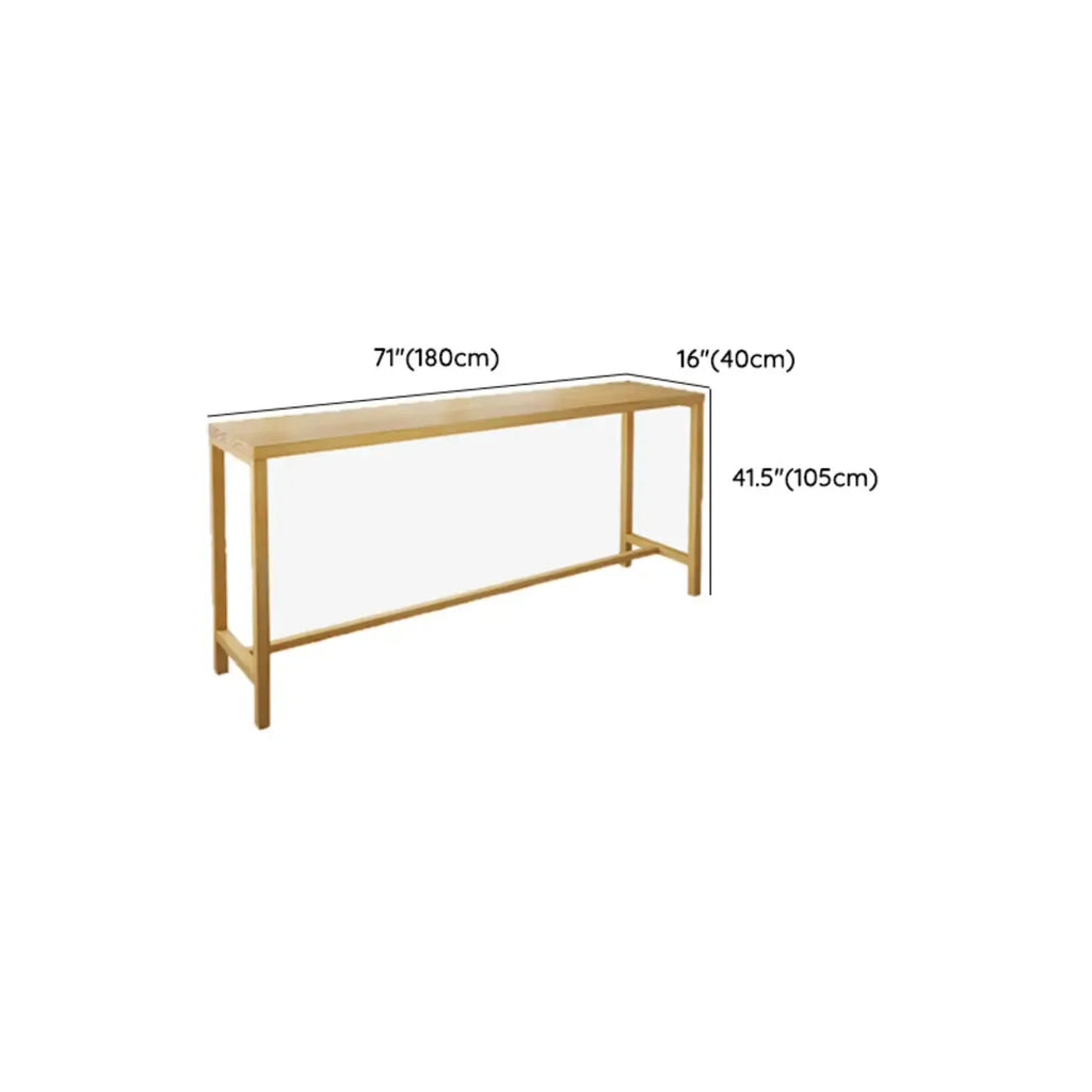 Natural Pine Wood Pub Bar Table with Footrest for 3 People