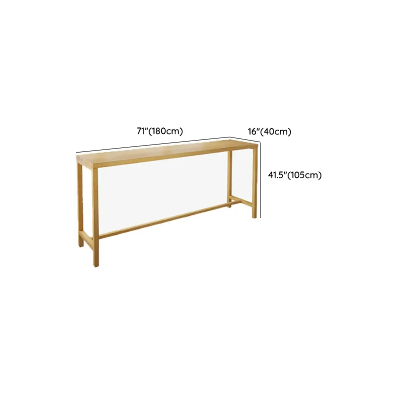 Natural Pine Wood Pub Bar Table with Footrest for 3 People