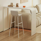 Modern White Metal Long Narrow Bar Table with Storage Shelve for Home