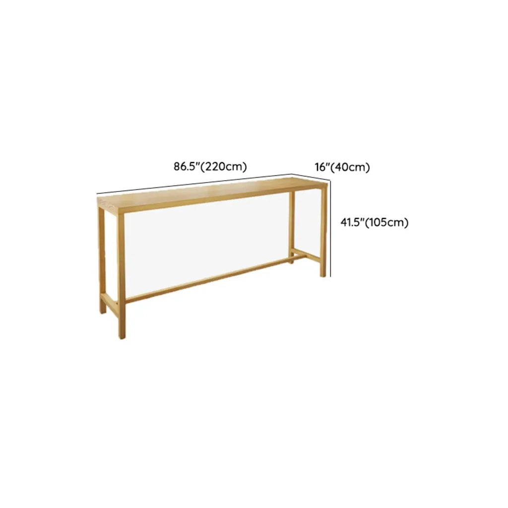 Natural Pine Wood Pub Bar Table with Footrest for 3 People