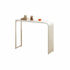 Modern White Metal Long Narrow Bar Table with Storage Shelve for Home