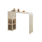 Modern White Metal Long Narrow Bar Table with Storage Shelve for Home