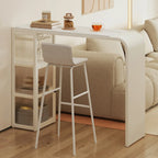 Modern White Metal Long Narrow Bar Table with Storage Shelve for Home