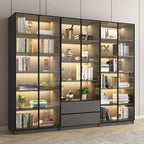 Black Wood Glass Door Storage Standard Display Cabinet
