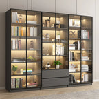Black Wood Glass Door Storage Standard Display Cabinet