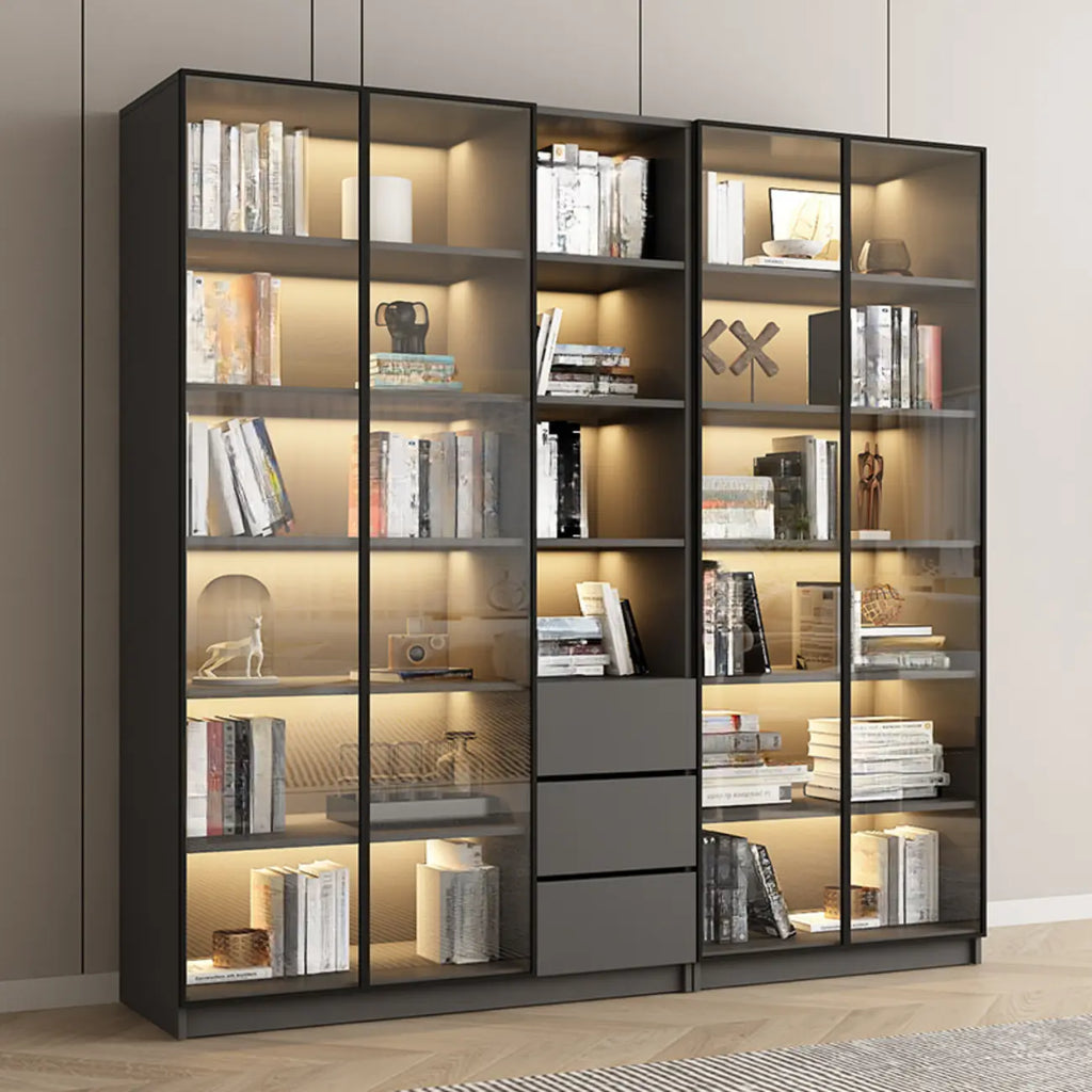 Black Wood Glass Door Storage Standard Display Cabinet