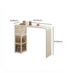 Modern White Metal Long Narrow Bar Table with Storage Shelve for Home