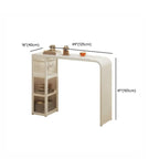 Modern White Metal Long Narrow Bar Table with Storage Shelve for Home