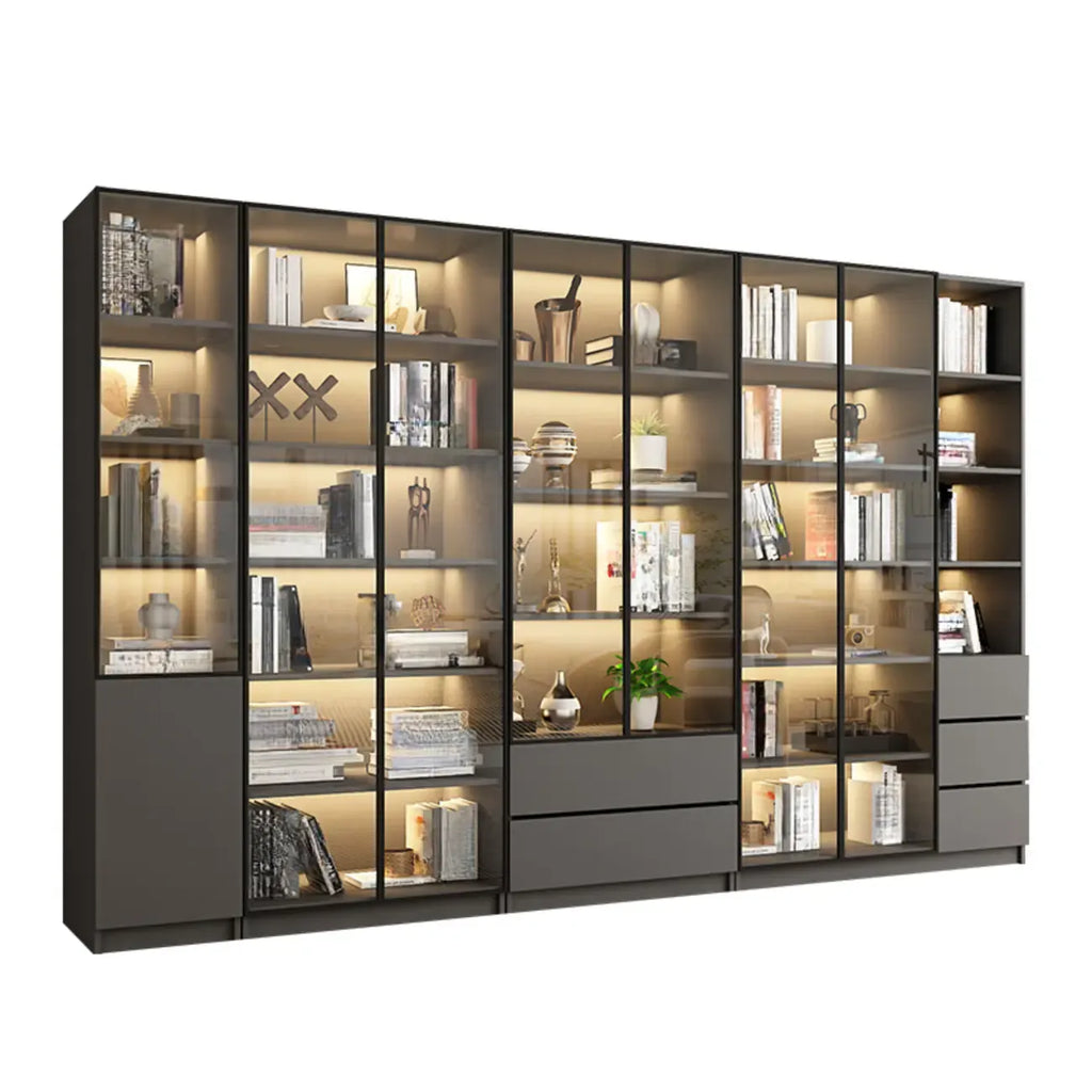 Black Wood Glass Door Storage Standard Display Cabinet