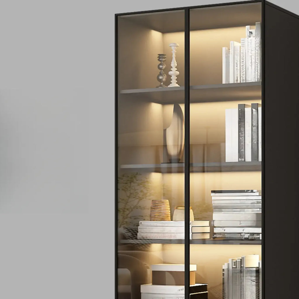 Black Wood Glass Door Storage Standard Display Cabinet
