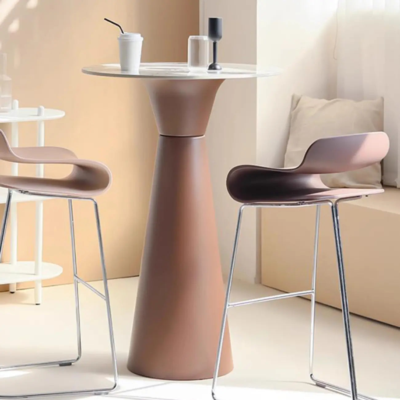 Nordic Small Round Bar Table with Stump Base