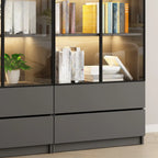 Black Wood Glass Door Storage Standard Display Cabinet