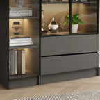 Black Wood Glass Door Storage Standard Display Cabinet