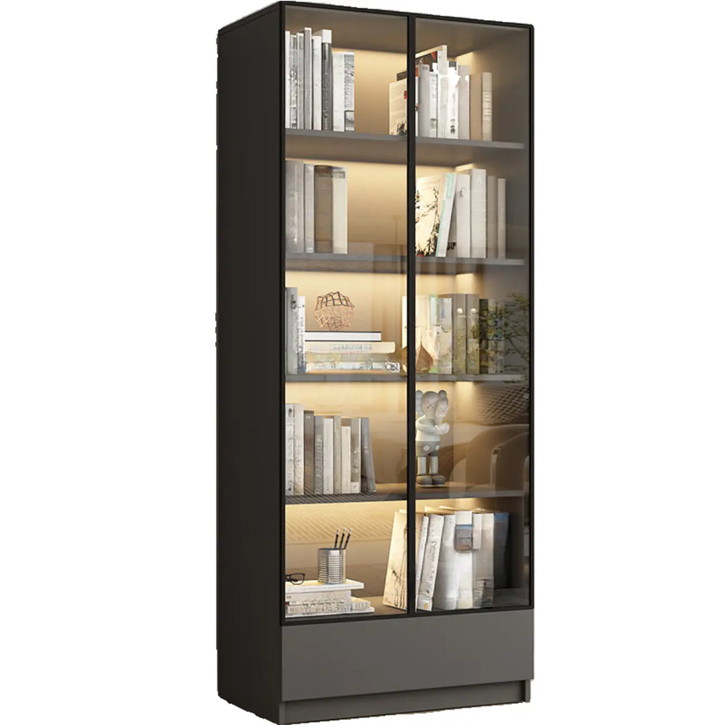 Black Wood Glass Door Storage Standard Display Cabinet