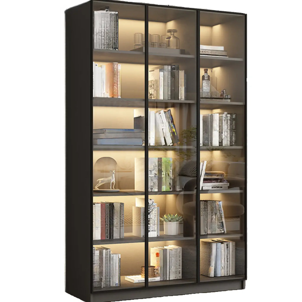 Black Wood Glass Door Storage Standard Display Cabinet