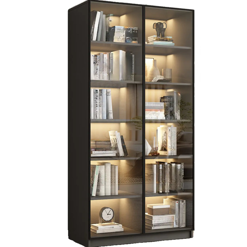 Black Wood Glass Door Storage Standard Display Cabinet
