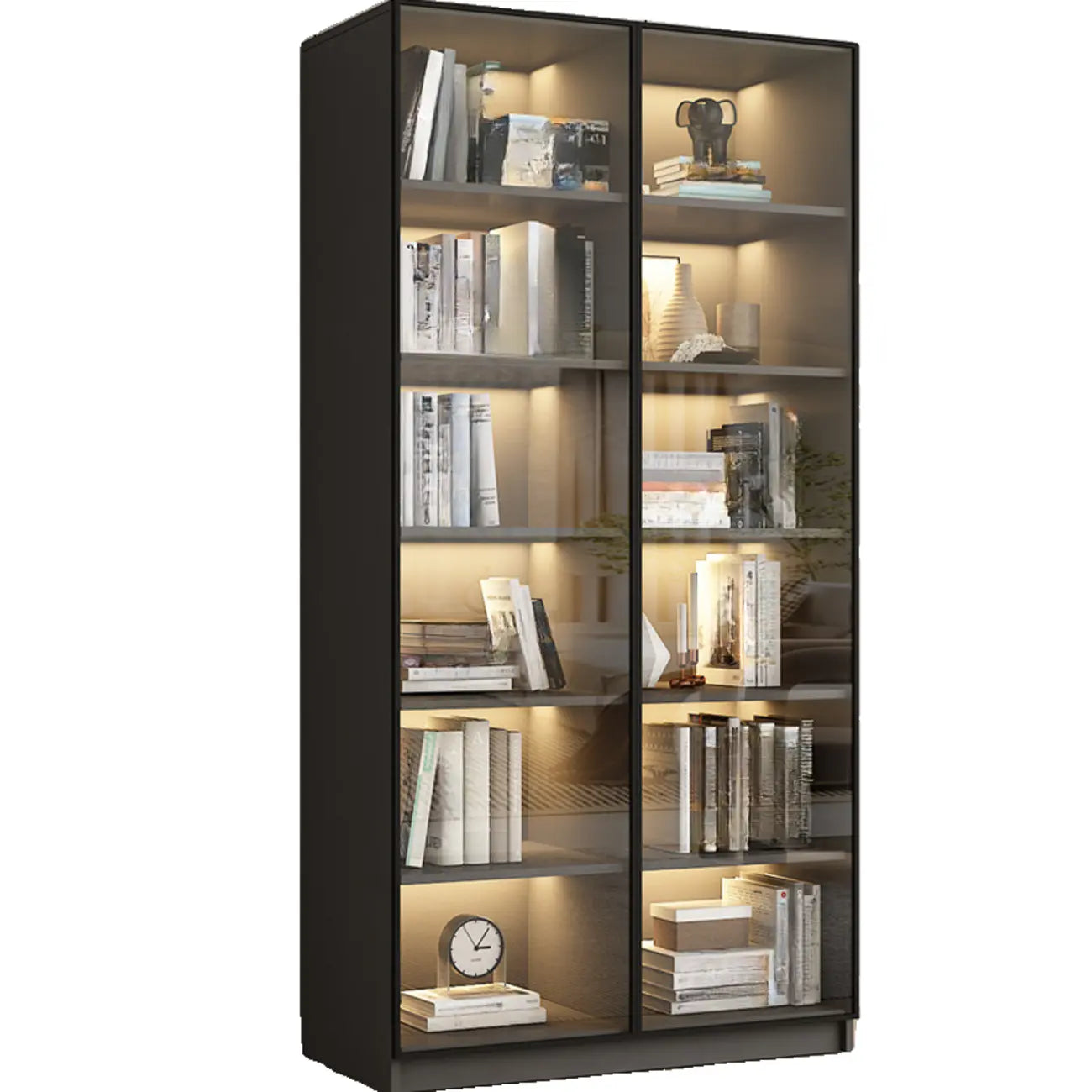 Black Wood Glass Door Storage Standard Display Cabinet