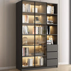 Black Wood Glass Door Storage Standard Display Cabinet