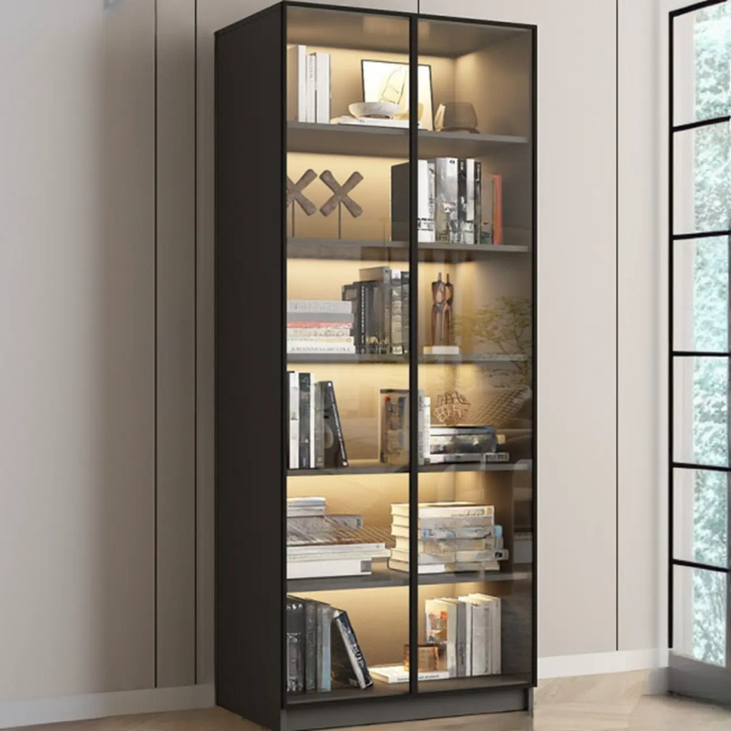 Black Wood Glass Door Storage Standard Display Cabinet