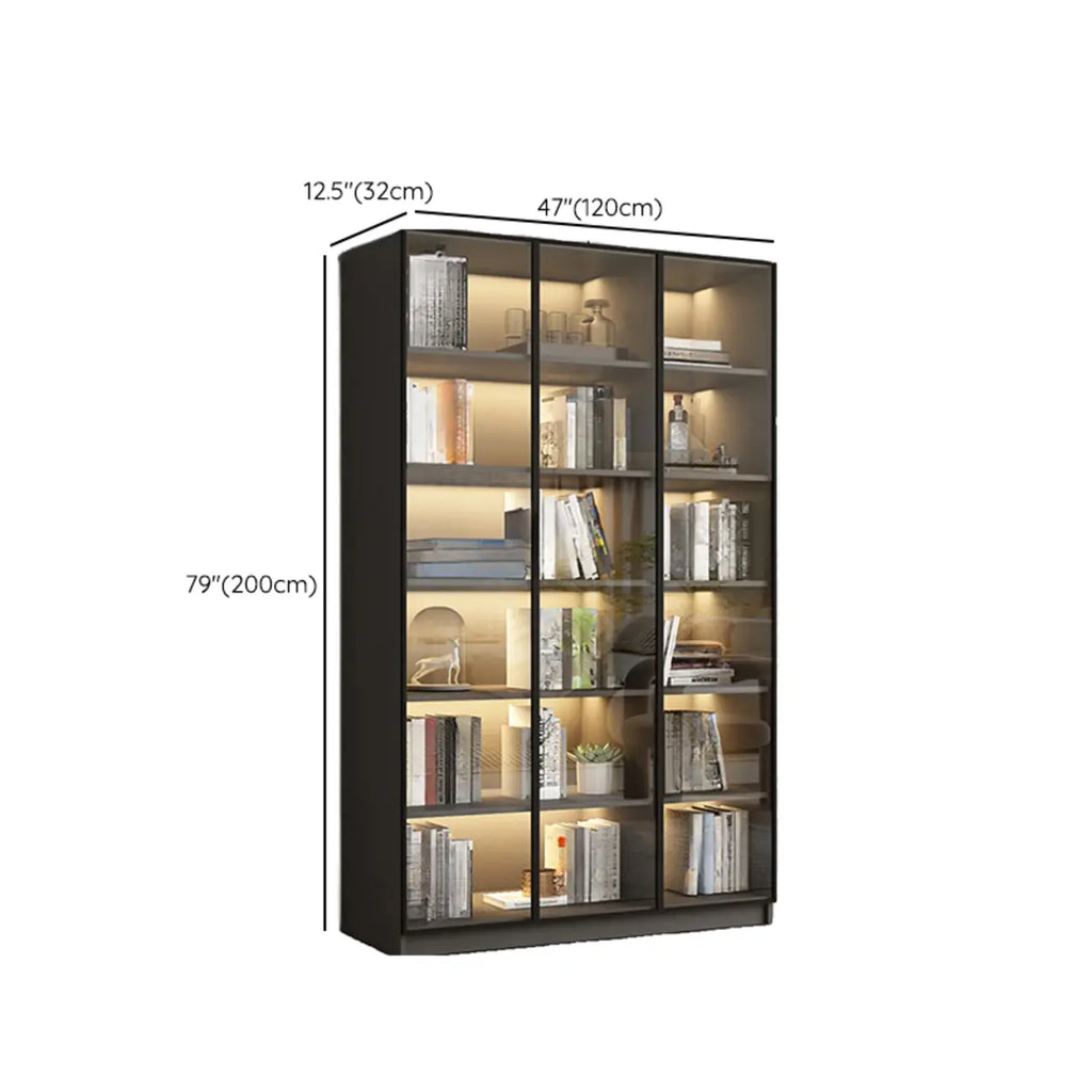 Black Wood Glass Door Storage Standard Display Cabinet