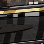 Elegant Black Clear Glass Display Cabinet with Drawers