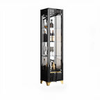 Elegant Black Clear Glass Display Cabinet with Drawers