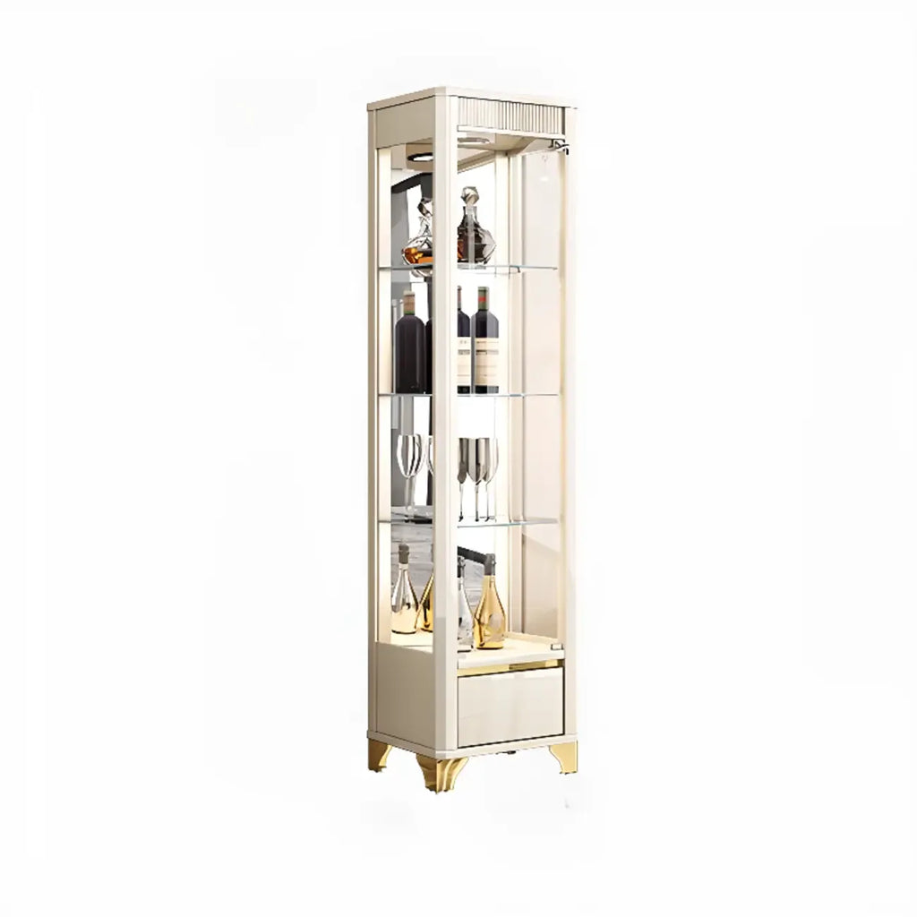 Elegant Black Clear Glass Display Cabinet with Drawers