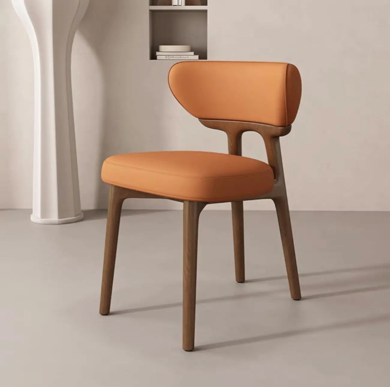 Scandinavian Low Back Upholstered Wood Dining Chair