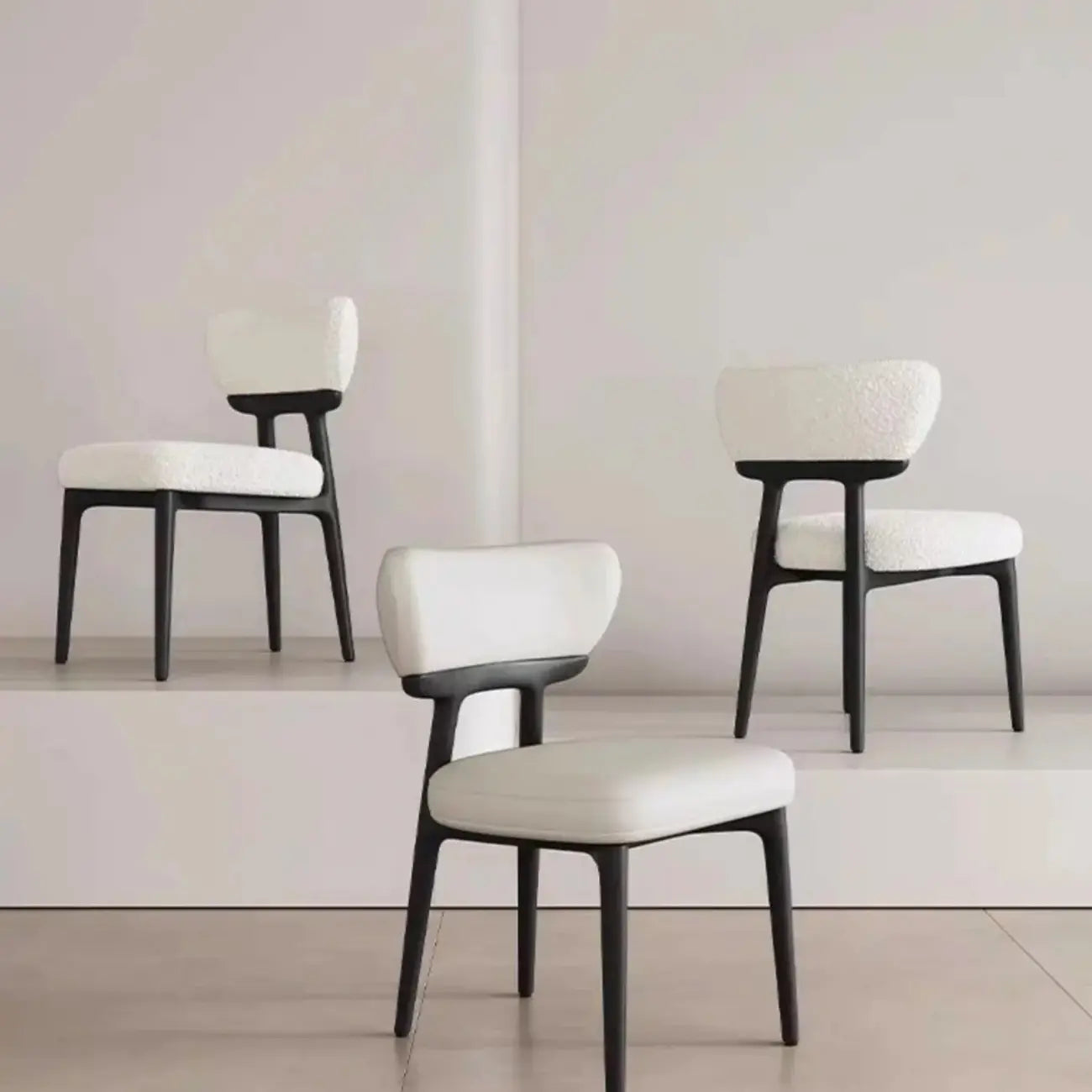 Scandinavian Low Back Upholstered Wood Dining Chair