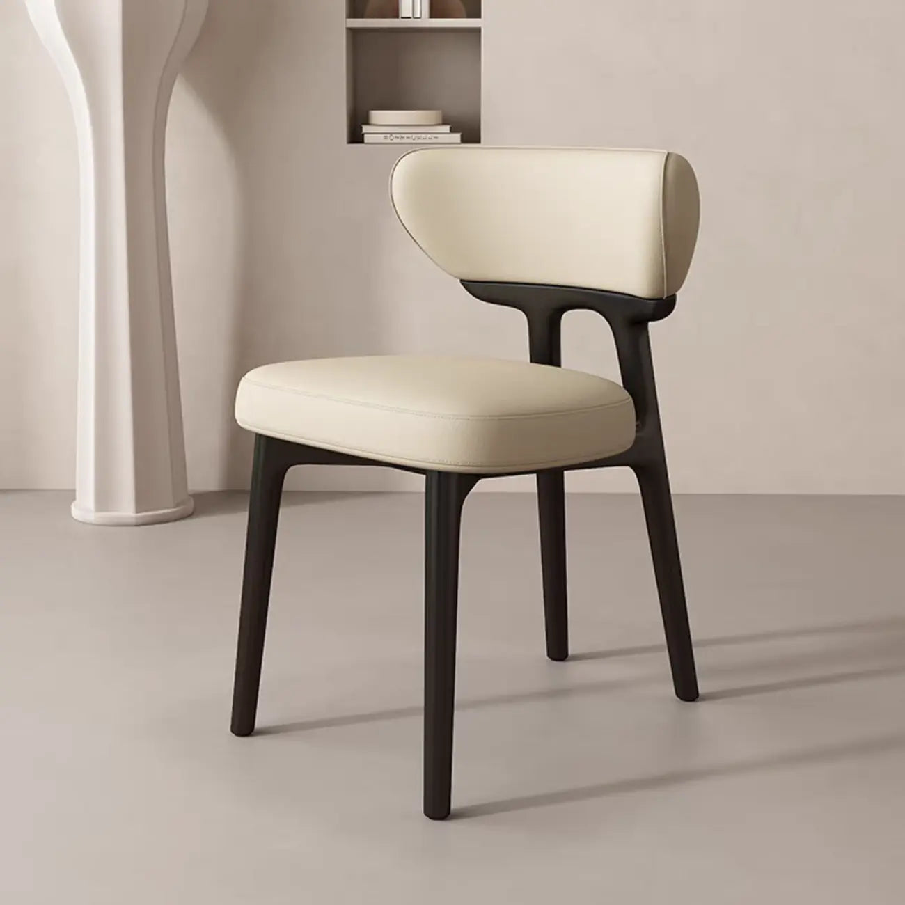 Scandinavian Low Back Upholstered Wood Dining Chair